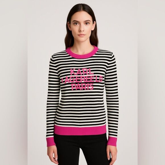 Karl Lagerfeld Sweaters - New Karl Lagerfeld Ladies Striped Sweater Lightweight NWT size M